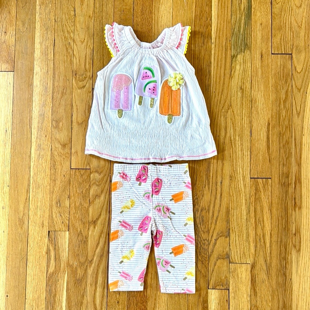 EUC Mud Pie Popsicle Top and Leggings Set Size 24m/2T